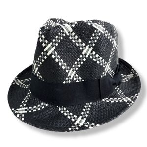 Monroe & Main Woven Straw Plaid Fedora OS